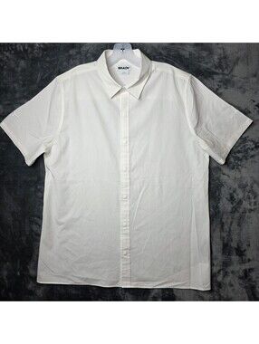 Brady By Tom Brady Mens White Short Sleeve Button Up Sz Large